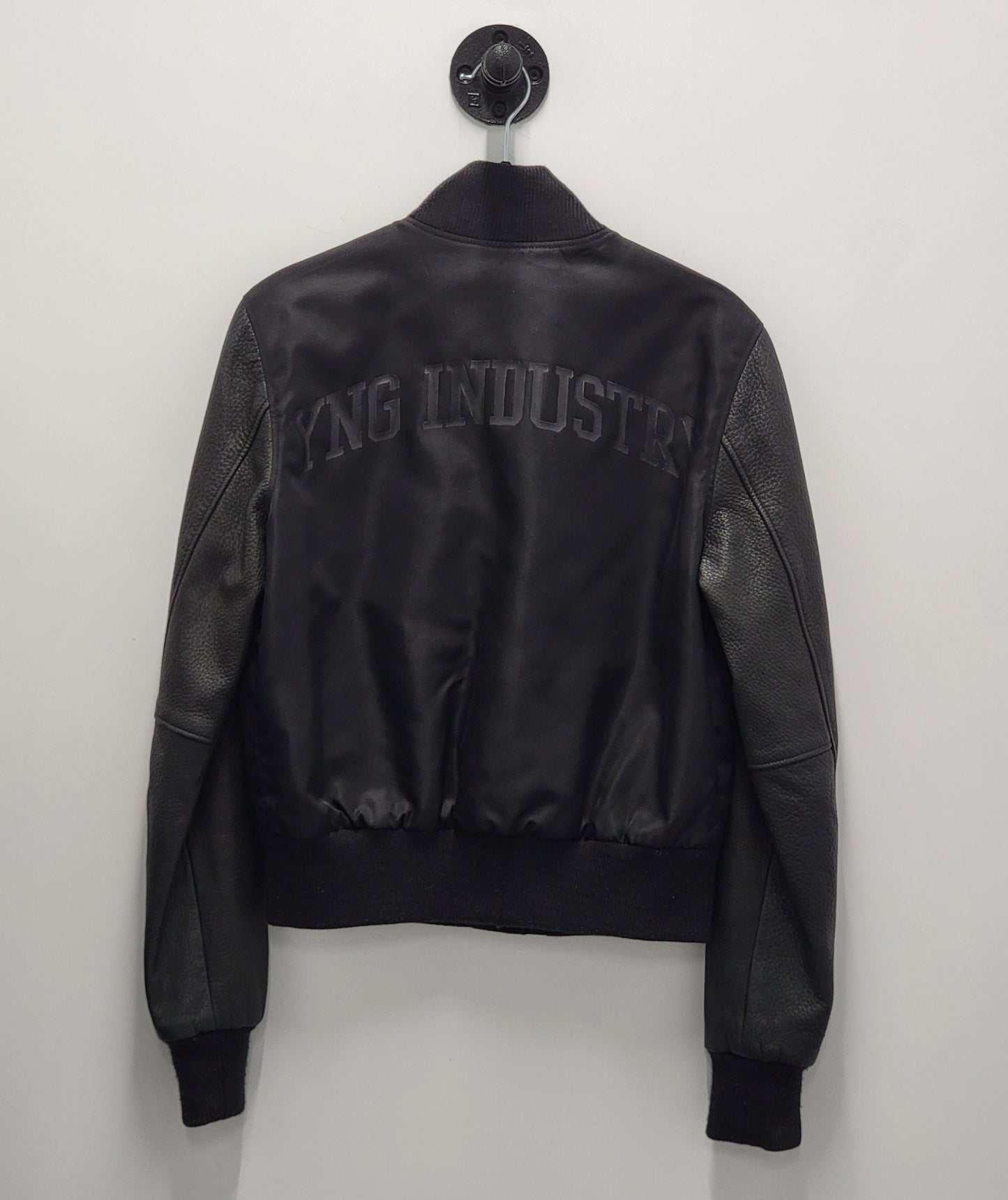 Custom Yng Industry Leather Bomber Jacket